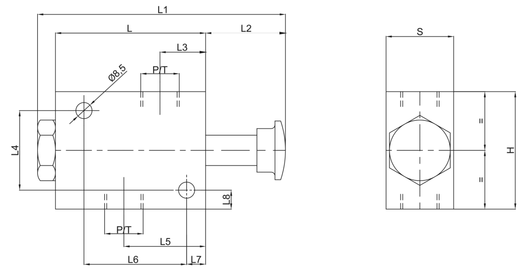 Схематическое изображение ручного аварийного клапана VEM 1/2 дюйма